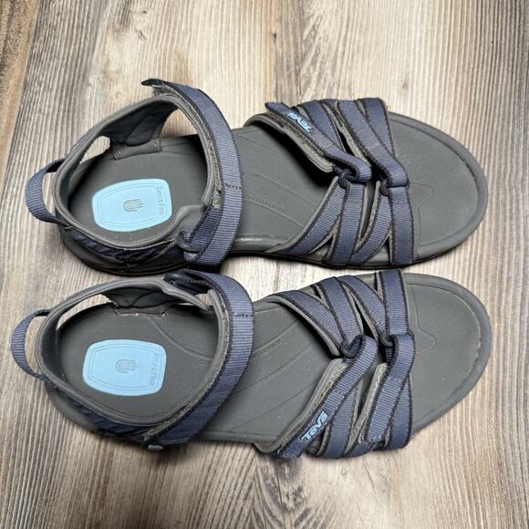 Teva Women’s Strappy Outdoor Sandals Gray Blue Size 8 Comfort Walking - Picture 2 of 9